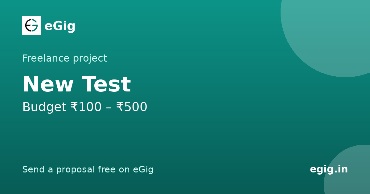 New Test · Freelance project · eGig